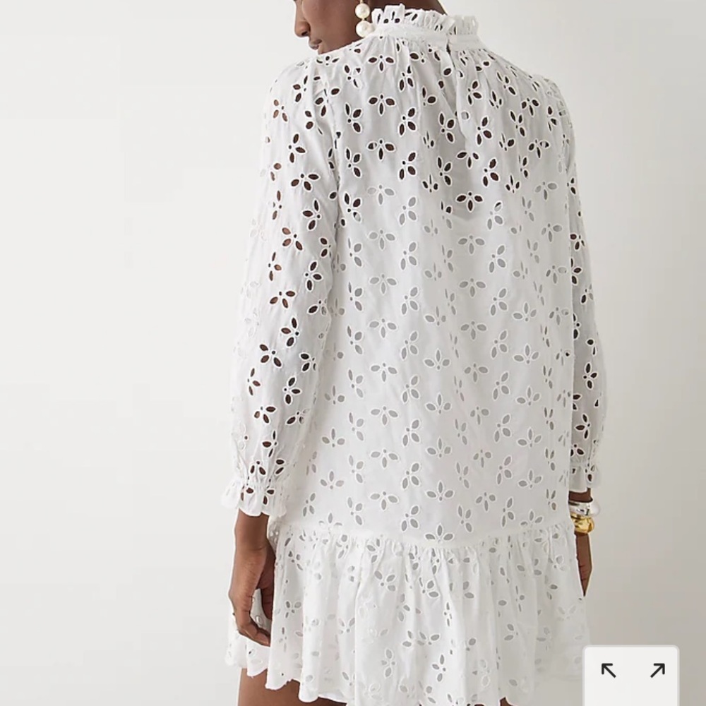 J.Crew Ruffleneck mini dress in eyelet (White S) NWT